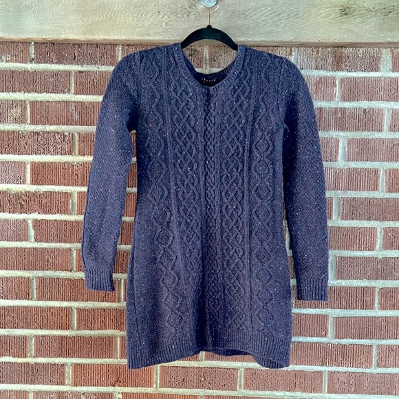 Theory Mayly Fleck Cableknit Sweater Dress in Purple Wool/Mohair/Angora Size XS - Picture 4 of 5